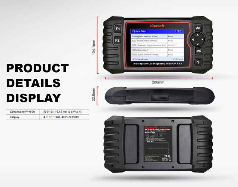 iCARSOFT POR V3.0 - PORSCHE - 2023 - DIAGNOSTIC TOOL