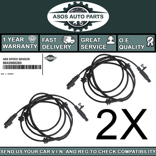 2X REAR ABS SPEED SENSOR Fits CITROEN C6 PEUGEOT 407 9642688280