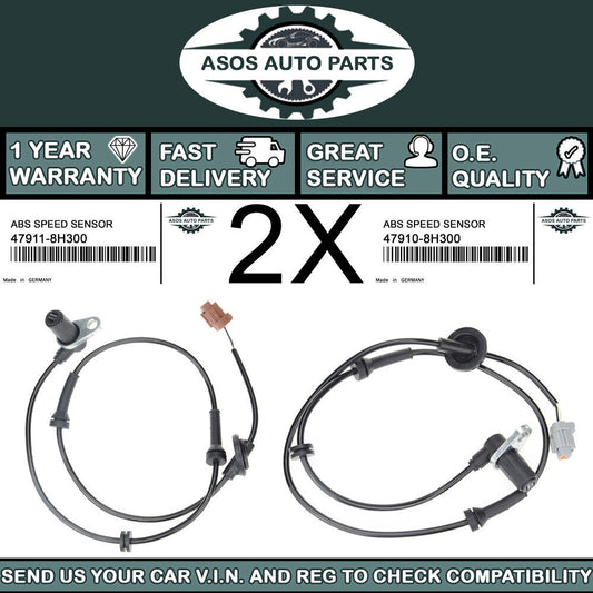 2X FRONT ABS SPEED SENSOR Fits NISSAN X-TRAIL T30 47910-8H300 47911-8H300