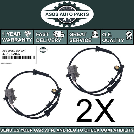 2X FRONT ABS SPEED SENSOR Fits NISSAN NP300 NAVARA PATHFINDER 2.5 D 47910-EA025