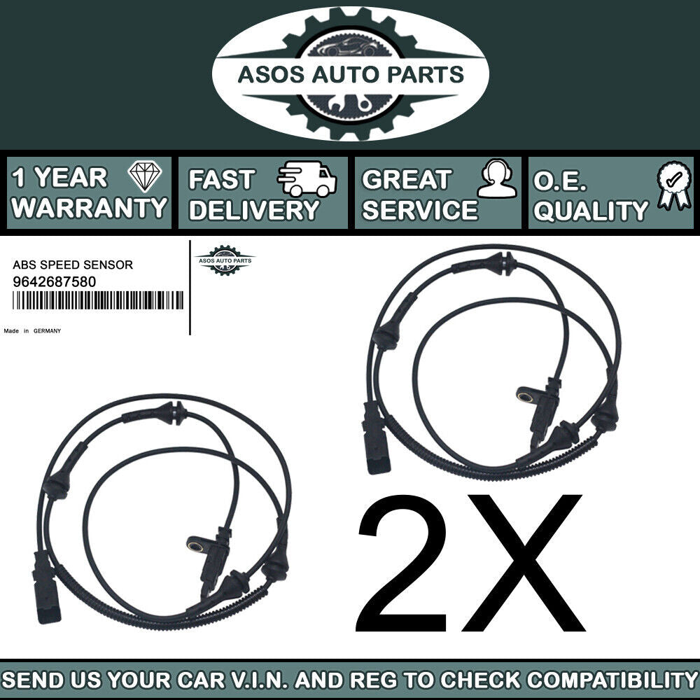 2X FRONT ABS SPEED SENSOR Fits CITROEN C6 PEUGEOT 407 9642688280