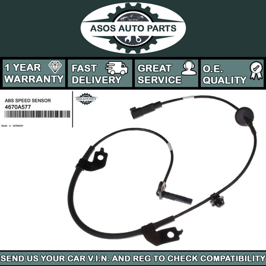 FRONT LEFT ABS SPEED SENSOR Fits MITSUBISHI LANCER MK 8 EVO X 4670A577