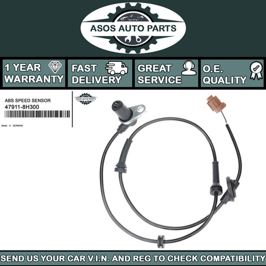 FRONT LEFT ABS SPEED SENSOR Fits NISSAN X-TRAIL T30 2.0 2.2 2.5 47911-8H300