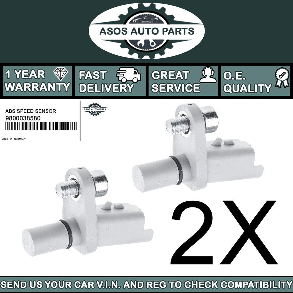 2X REAR ABS SPEED SENSOR Fits CITROEN PEUGEOT 9800038580