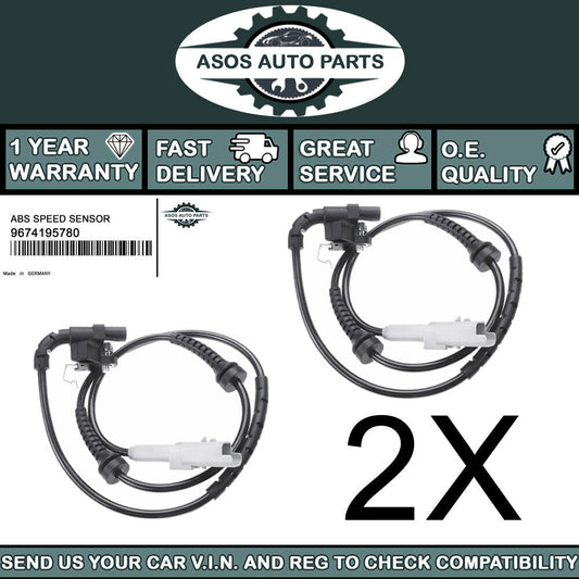 2X REAR ABS SPEED SENSOR Fits PEUGEOT 3008 9674195780