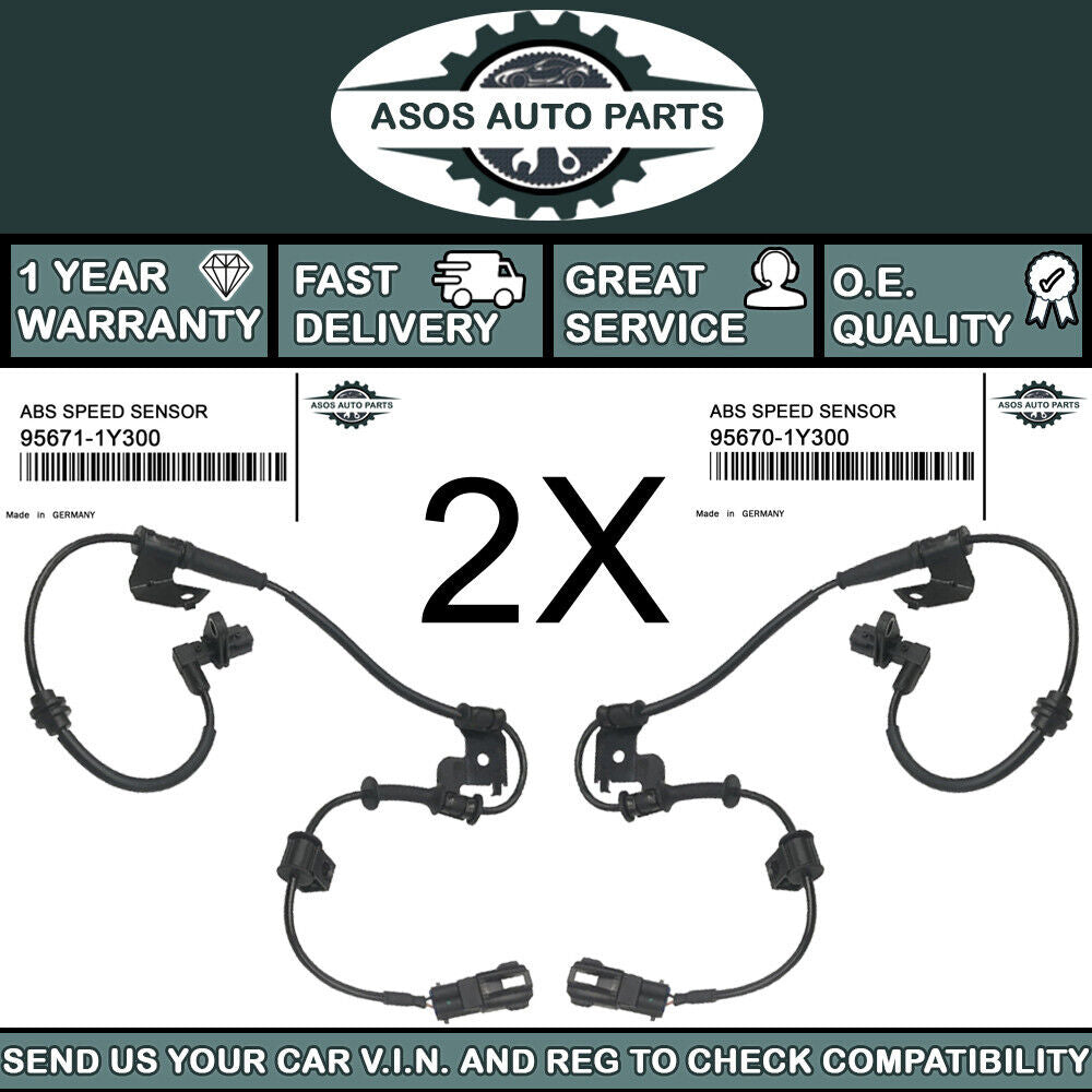 2X FRONT ABS SPEED SENSOR Fits KIA PICANTO MK2 2011-2017 95670-1Y300 95671-1Y300