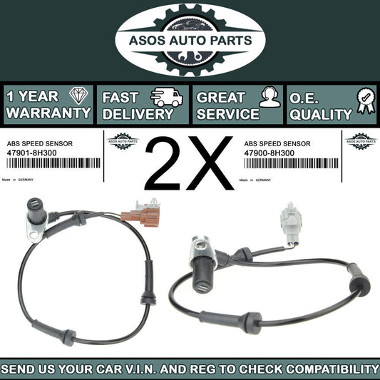 2X REAR ABS SPEED SENSOR Fits NISSAN X-TRAIL T30 47900-8H300 47901-8H300