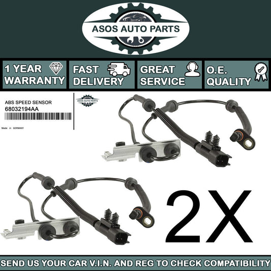 2X FRONT ABS SPEED SENSOR Fits CHRYSLER GRAND VOYAGER LANCIA VOYAGER 68032194AA
