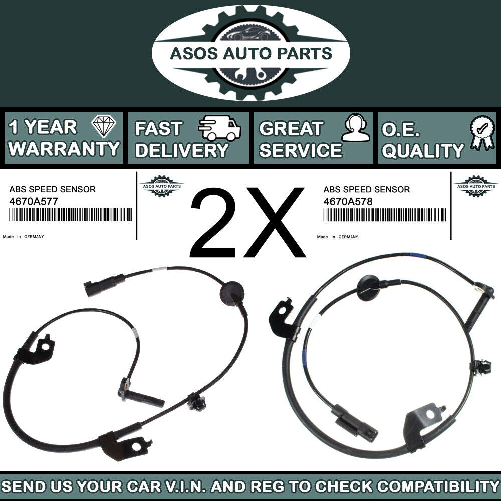 2X FRONT ABS SPEED SENSOR Fits MITSUBISHI LANCER MK 8 EVO X 4670A577 4670A578