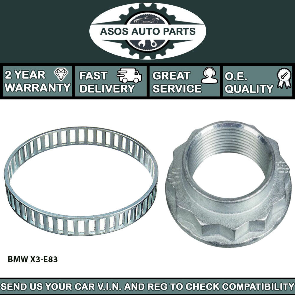 REAR ABS RELUCTOR RING+SPINDLE NUT Fits BMW X3 E83