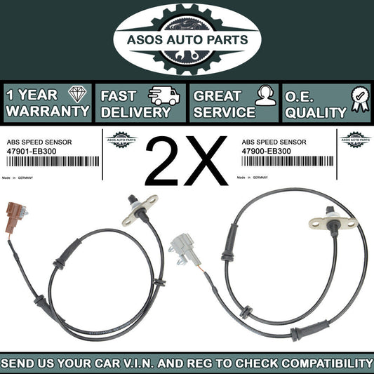 2X REAR ABS SPEED SENSOR Fits NISSAN NP300 NAVARA PATHFINDER 2.5 dCi