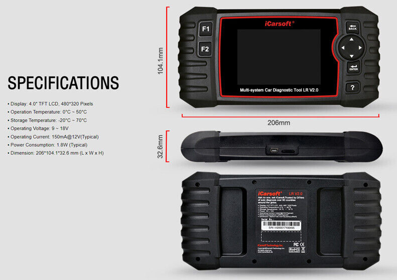 iCARSOFT LR V2.0 - JAGUAR LAND ROVER - 2023 - DIAGNOSTIC TOOL