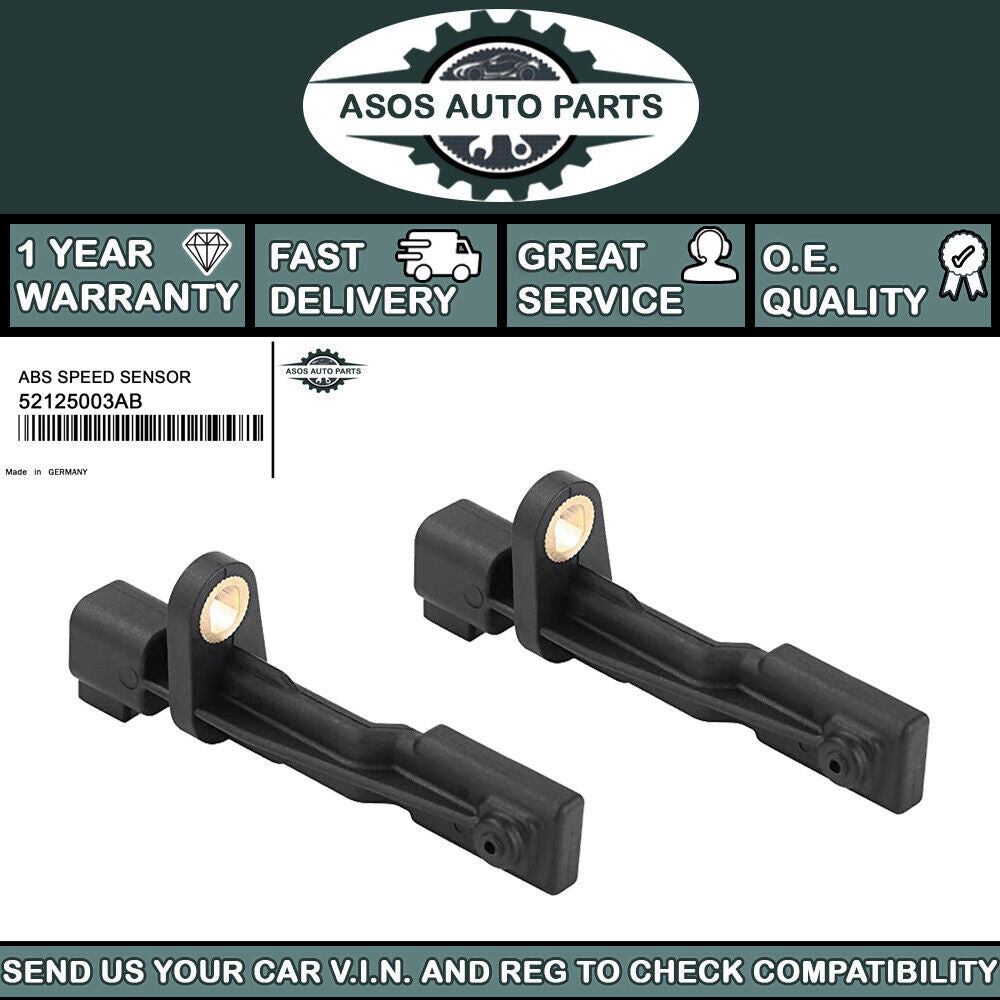 2X REAR ABS SPEED SENSOR Fits JEEP CHEROKEE COMPASS WRANGLER 52125003AB