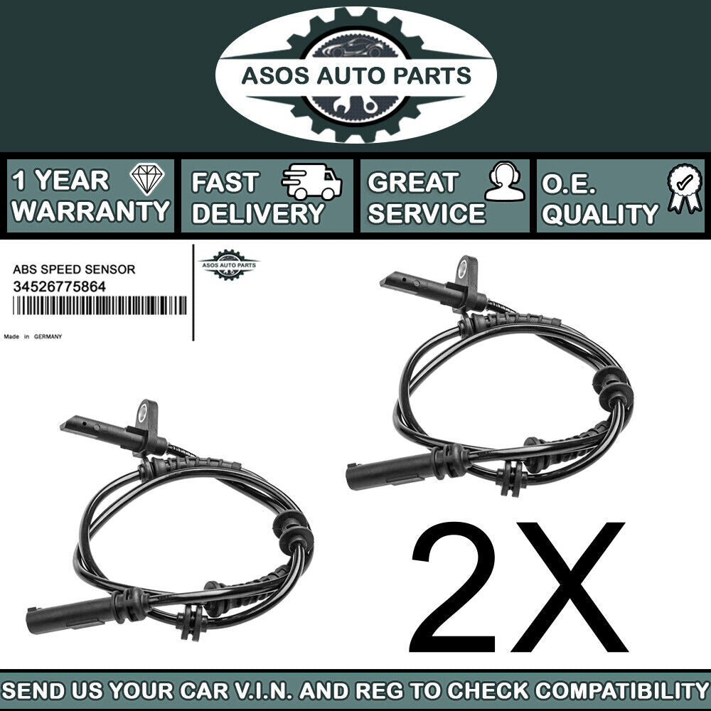 2X REAR ABS SPEED SENSOR Fits BMW 5 6 7 SERIES 34526775864