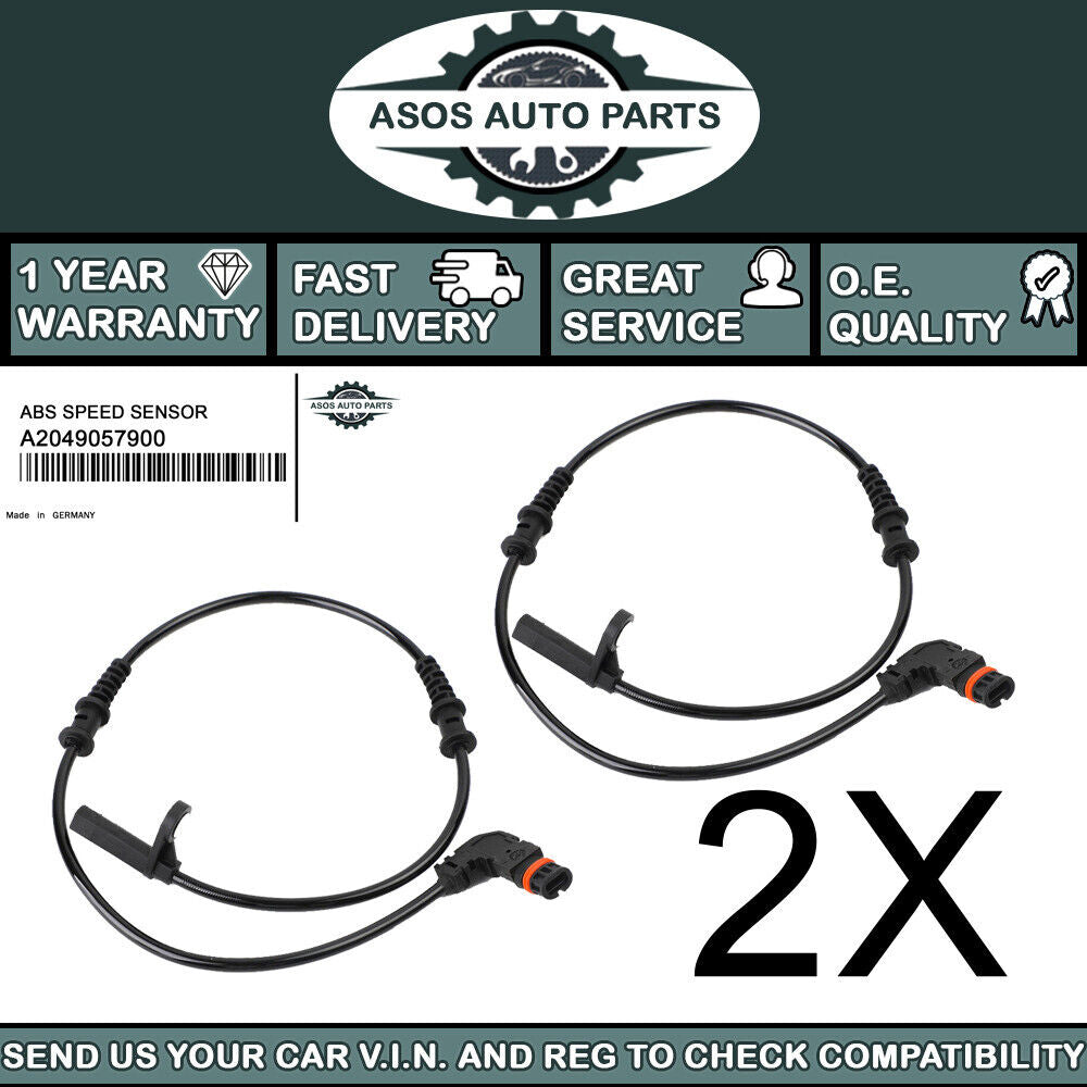 2X FRONT ABS SPEED SENSOR Fits M-BENZ C CLASS W204 C204 S204 A2049057900