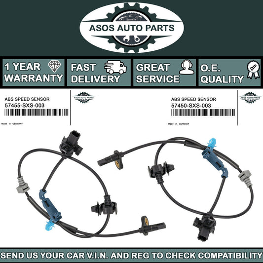 2X FRONT ABS SPEED SENSOR Fits HONDA CR-V MK III RE 2.0 2.2 2.4