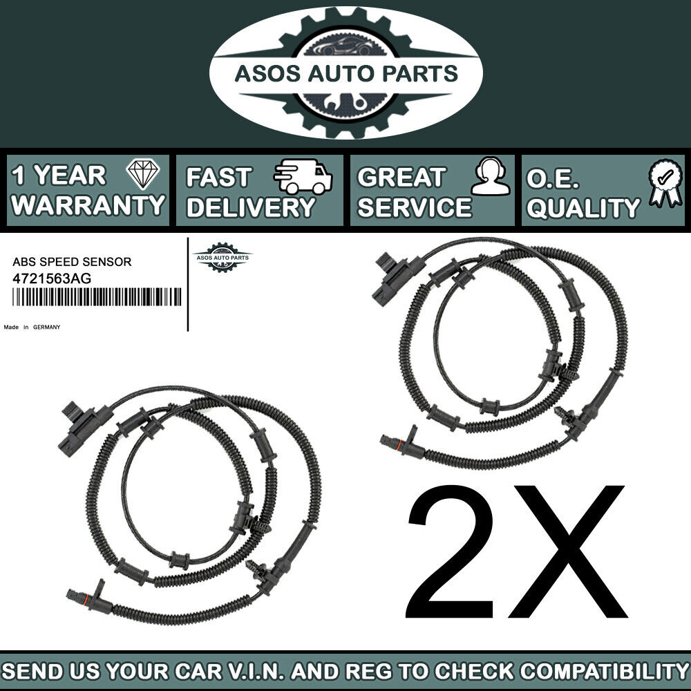 2X REAR ABS SPEED SENSOR Fits DODGE CALIBER JEEP COMPASS PATRIOT 4721563AG